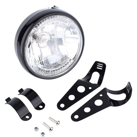 Feu avant, ampoule H4 35W plus lumineuse réparant le phare de moto universel avec support noir pour automobile