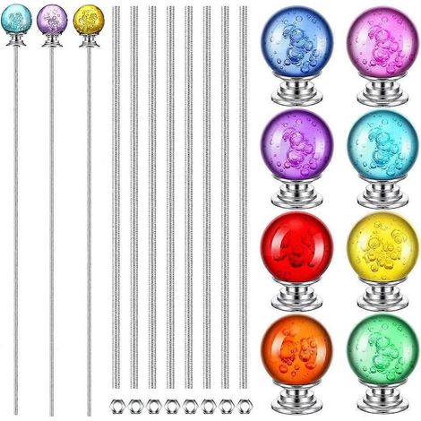 Tiges métalliques enchantées pour jardin avec perles en cristal et verre, piquets décoratifs lumineux pour extérieur, accessoires de jardinage élégants et robustes. (1/4)