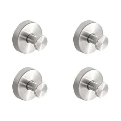 royaluxe-Lot de 4 crochets à ventouse sans perçage, en acier inoxydable, étanches et réutilisables, pour salle de bain, carrelage, serviettes de douche, argenté (1/5)