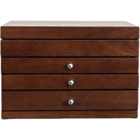 Boîte à bijoux en bois à plusieurs compartiments avec couvercle à rabat (1/5)