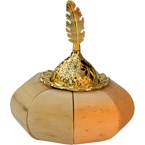 Encensoir doré en forme de citrouille, métal et bois robuste, taille idéale pour maison et méditation, brûle-poudre raffiné, modèle 3, taille unique. (1/5)