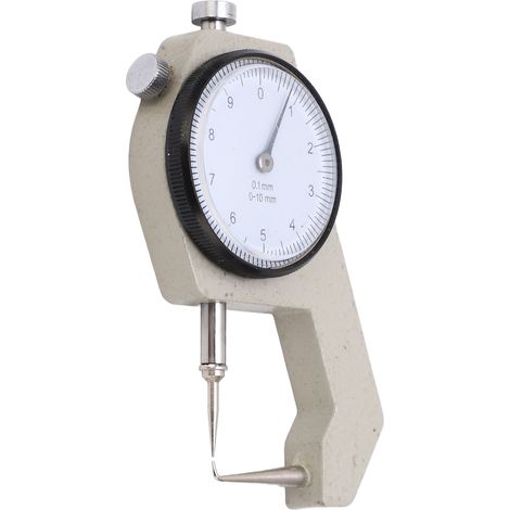 Micromètre d'épaisseur portable à échelle transparente, résistant à l'usure, pour mesures de 0 à 10 mm. Pointe incurvée. (1/5)