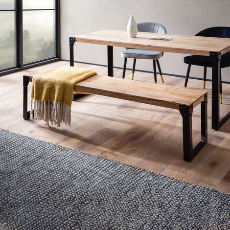 Banc 120x40x45 cm en acacia et métal noir - UNIAR