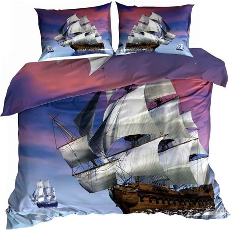 Biancheria da letto in raso di cotone 3D 200x220cm VELIERO (1/3)