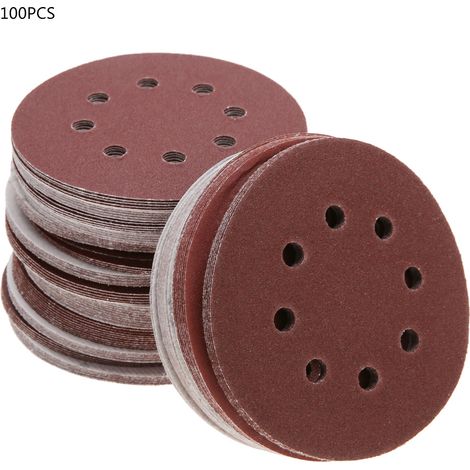 Ortviai Disques abrasifs 125 mm – 100 pièces (60/80/100/120/240 grains) en carbure de silicium pour ponceuses (1/5)
