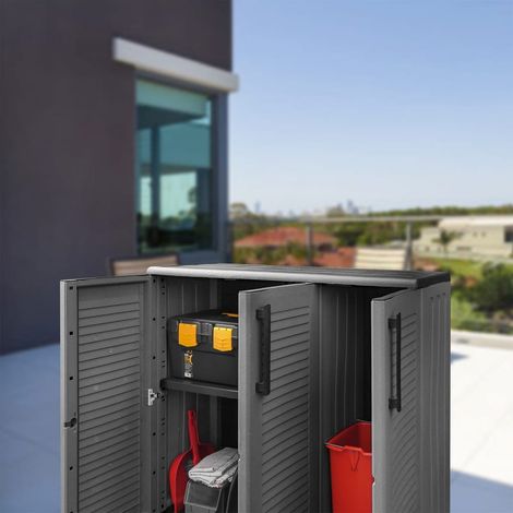 Armoire de jardin grise et noire, 102 x 37 x 84 cm, PP (1/5)