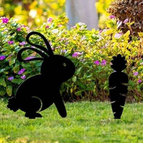 Decorazione acrilica per esterni, da parete e pavimento: coniglio e carota in 3D per patio, giardino o fattoria, design realistico e resistente alle intemperie. (1/4)