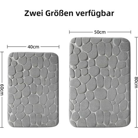 Badematte aus Memory-Schaum – Saugfähige Duschmatte – Dekorative Badematte – Rutschfeste Matte für Bad und Wohnzimmer – 40 x 60 cm – Hellgrau (1/5)