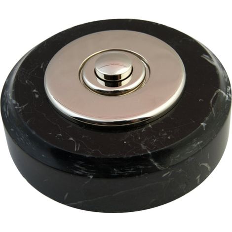 Sonnette Genève filaire marbre noir collerette chrome (1/2)