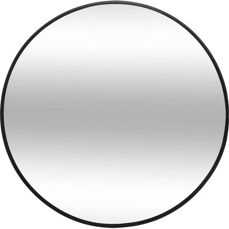 Atmosphera – Miroir rond 38 cm noir – Cadre métal fin – Miroir mural pour espace moderne – Agrandit visuellement l'intérieur