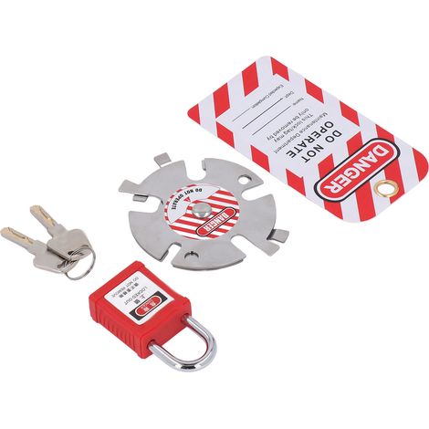 Kit de verrouillage de sécurité pour raccord de tuyau pneumatique en acier inoxydable 304 avec clés et étiquette de suspension (1/5)