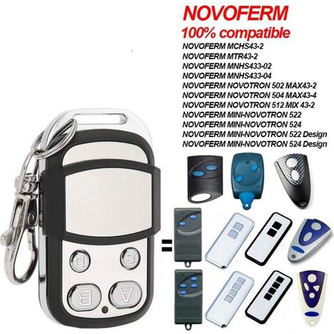 FLAMMKRAFT-Télécommande 433,92 MHz compatible NOVOFERM NOVOTRON, émetteur portail garage 4 boutons, 1 pièce (1/5)
