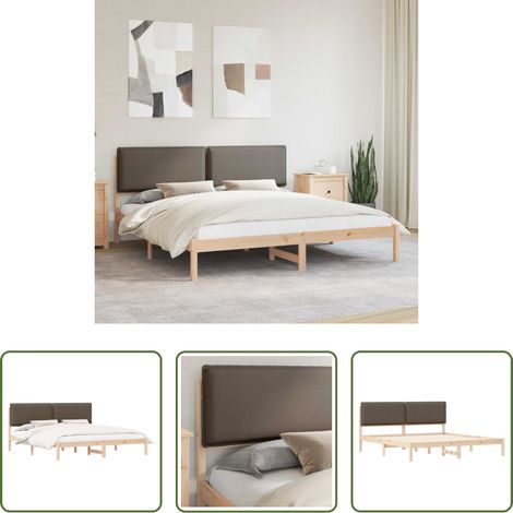 Kopfteil - Bettgestell mit gepolstertem Kopfteil Taupe 180 x 200 cm (1/5)