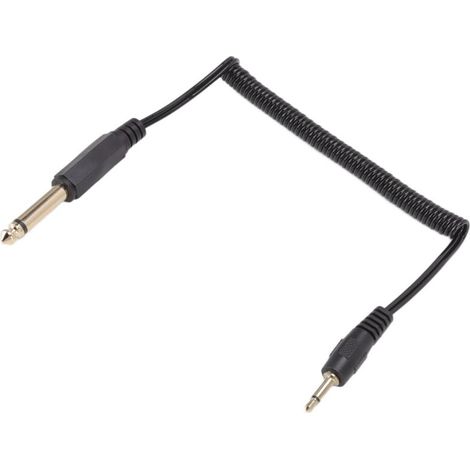 Câble spiralé plaqué or rétractable 6,35 mm vers 3,5 mm, adaptateur audio portable Plug and Play pour PC, ordinateur portable et lecteur MP3 (prise mono mâle vers prise mono mâle 3,5 mm). (1/5)