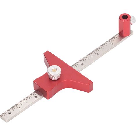 Règle à bois T en alliage aluminium gravure précise double échelle traçage angles 30 45 60 90 mesure menuiserie avec crayon (1/5)