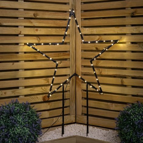 60cm Light up Dewdrop Metal Christmas Star with Garden Stake & Warm White LEDs (1/5)