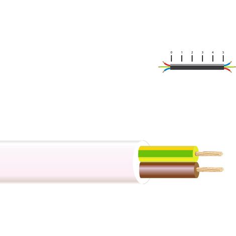 Câble électrique h 05 vv-f 2x1mm blanc euro/mts