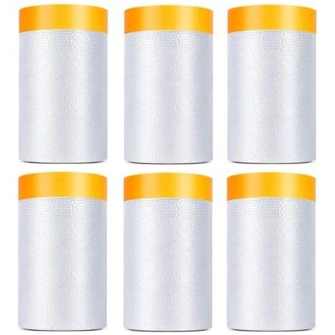 Pack de 6 rubans de masquage pré-encollés 55 cm x 20 m – Résistant aux déchirures – Protection contre la poussière pour peinture automobile (1/3)