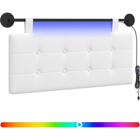 Maison Exclusive - Hängendes Kopfteil Mit LED Licht Weiß Stoff