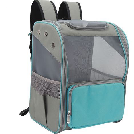Sac à dos de transport respirant pour chats et chiens, idéal pour la randonnée, les voyages et les activités de plein air. Peut contenir des animaux jusqu'à 7,5 kg (16,5 lbs) - Bleu (1/5)