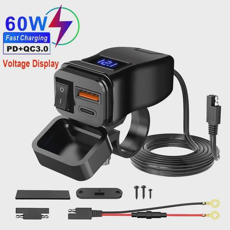 Chargeur de voiture USB, 60 W, 12 V, QC3.0, résistant à l'eau, pour recharger les appareils dans les véhicules.-AquaForge (1/5)