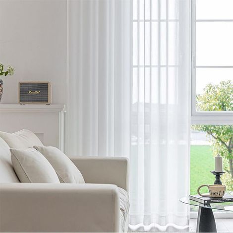 Weißer, transparenter Vorhang – 1 Stück, 140 x 260 cm – für Schlafzimmer/Wohnzimmer (1/5)