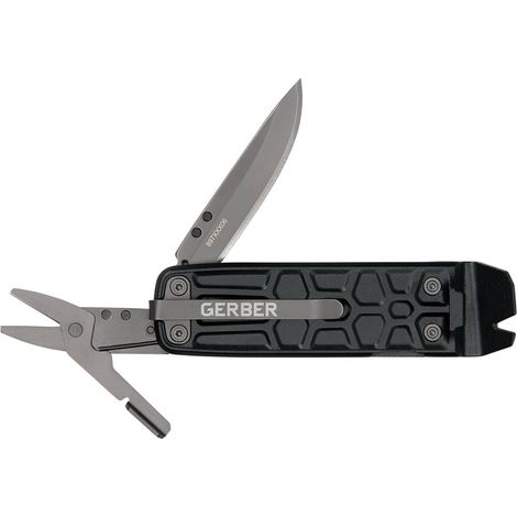 Gerber Multi-Tool con 7 Funzioni, Coltello con Lama Liscia e Clip da Cintura, Lockdown Slim Pry, Ghisa/5Cr15Mov, Onyx, 30-001735