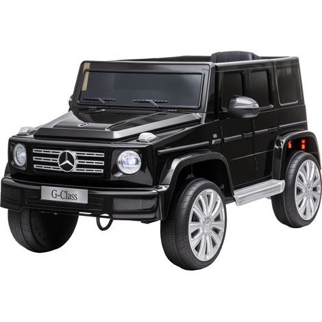 Coche eléctrico para niños de +3 años BENZ G500 todoterreno de batería 12 V con control remoto música bocina velocidad 3-5 km/h carga 30 kg negro