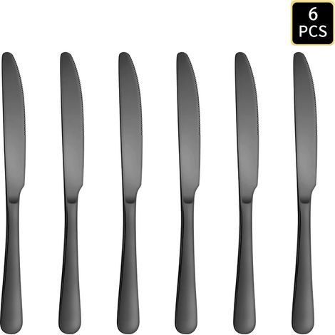 Ensemble de 6 couteaux en acier inoxydable : couteau à manche rond 1010, fourchette et cuillère. (1/2)