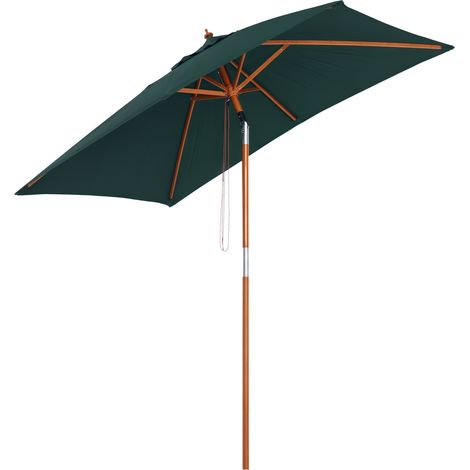 Outsunny Sonnenschirm 200 x 150 x 235 cm Knickbarer Gartenschirm 3-stufig einstellbar rechteckig Strandschirm wasserabweisend und UV-beständig für Strand Balkon Terrasse Garten Grün