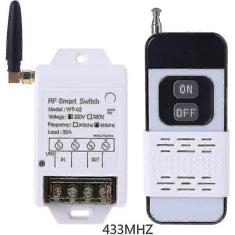 Récepteur de télécommande sans fil avec relais 315 MHz/433 MHz +220 V/380 V 30 A et voyant LED, portée 2000 m. (1/5)