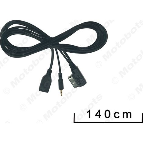 Compatible with Mercedes-Benz AMI/MMI interface to 3.5mm male audio cable, AUX + USB car USB flash drive charging cable (1/4)
