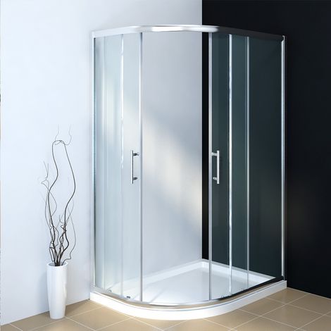 ELEGANT 1000x800mm Left Offset Quadrant Shower Enclosure 6mm Safety Tempered Glass Wet Room with 1000x800mm Tray and Free Trap (1/5)