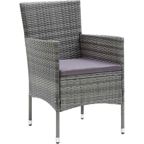 Maison Exclusive - Sedie da Pranzo per Giardino 4 pz in Polyrattan Grigio (1/5)