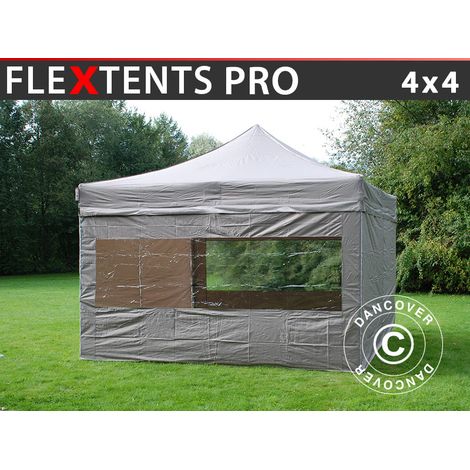 Tente pliante FleXtents PRO 4x4m Latte, avec 4 cotés