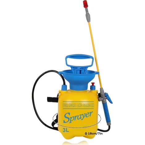 Spruzzatore ad aria compressa da 3 litri, spruzzatore pressurizzato a spalla, bomboletta spray a pressione, giallo e blu (1/5)