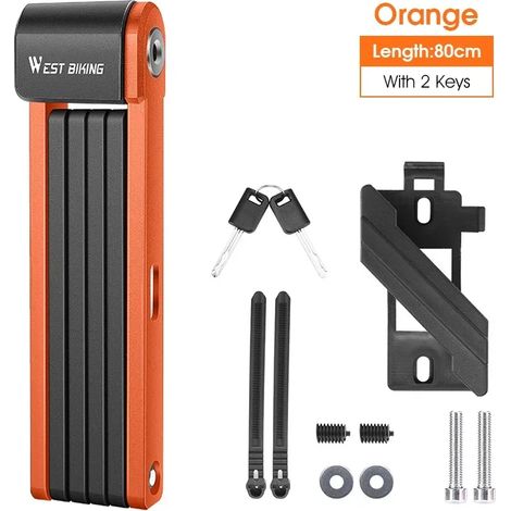 (80 cm, orange) Antivol pliable pour vélo, portable, sûr et antivol, convient aux motos et vélos électriques (1/5)