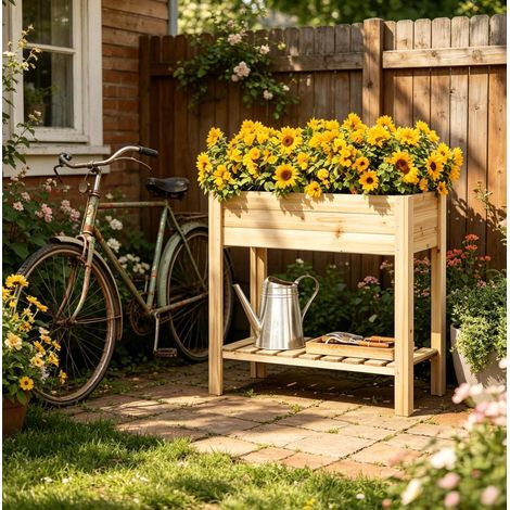 Hochbeet mit Stauraum 80x40x75 cm Tannenholz OKMYHOME (1/5)