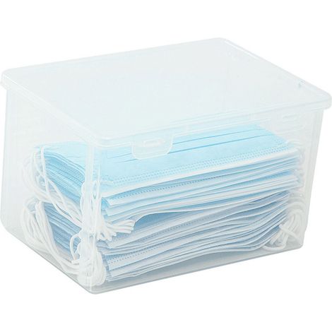Boîte de rangement transparente grande capacité, conteneur de rangement en plastique transparent pour la maison, le dortoir ou le bureau, format L (21,5 x 14 x 10 cm / 8,5 x 5,5 x 3,9 pouces) (1/5)