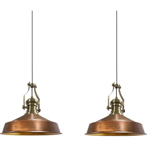 Industrielle Doppel-Pendelleuchte aus Handbemaltem Kupferfarbe Metall – Vintage-Kronleuchter E27 Ø40 cm für Wohnzimmer, Schlafzimmer oder Esszimmer (1/5)