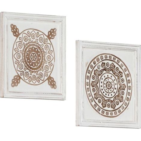 Décorations artistiques, 2 pièces, marron et blanc, 40 x 40 x 1,5 cm (1/5)
