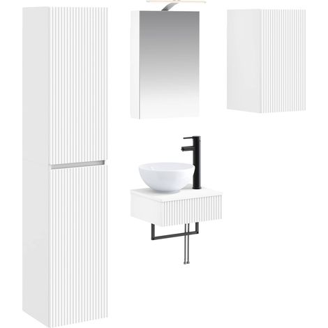 Ensemble de mobilier de salle de bain 5 pcs Blanc vidaXL (1/5)