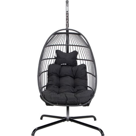HOME DELUXE Hängesessel LOMA – Faltbar, 1 Sitzer in Schwarz Hängekorb, Hängestuhl, Gartenmöbel, Gartenschaukel Hängesessel faltbarer Hängesessel Outdoor Hängesessel