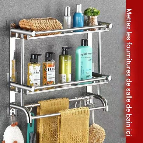 304 en acier inoxydable salle de bains fixations murales sans perforation toilettes serviettes rack de rangement WC