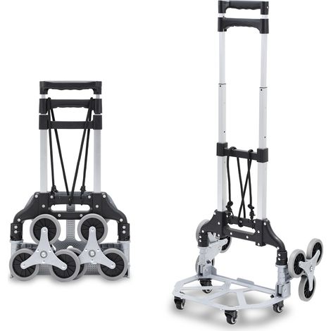 TolleTour Treppensteigerwagen, Tragkraft 70 kg. Robuster Klappwagen mit Doppelgriff, 6 Rädern und 2 elastischen Seilen. Ideal für Zuhause, Büro, Einkaufen, Umzüge und Lager