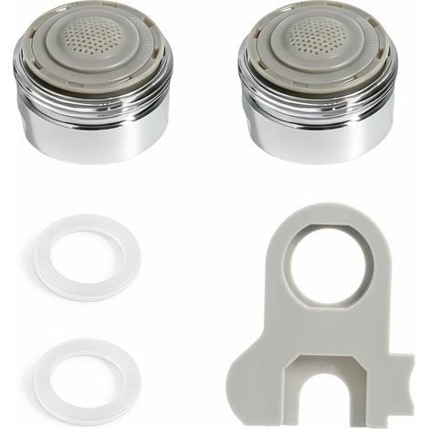 Lot de 2 Becs de Robinet Pivotants M24 en Laiton – Embout de Robinet de Cuisine Haute Qualité avec Aérateurs Amovibles, Filtre Antitartre, Économiseur d'Eau pour Cuisine et Salle de Bain (1/5)