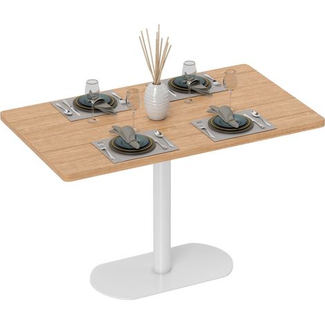 Table à manger rectangulaire en chêne blanc pour 6 personnes, moderne et robuste, dimensions 120x70x75 cm. (1/5)