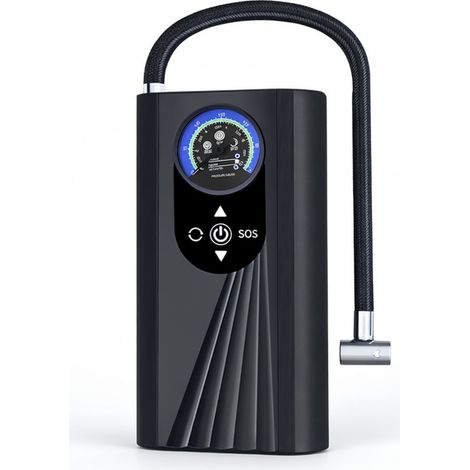 Inflador de neumático portátil 12 V para bicicleta eléctrica, negro (1/5)