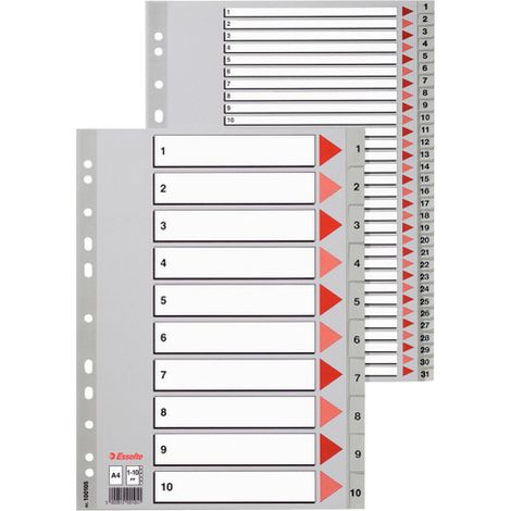 SEPARADOR ALFABETICO POLIPROPILENO MULTITALADRO A-Z FORMATO A4 COLOR GRIS ESSELTE 100112