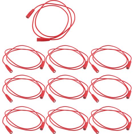10 Cordons de test femelle-femelle 4mm J.70029 rouge, jeu de 10 câbles d'extension 0,75mm² pour prises banane (1/5)